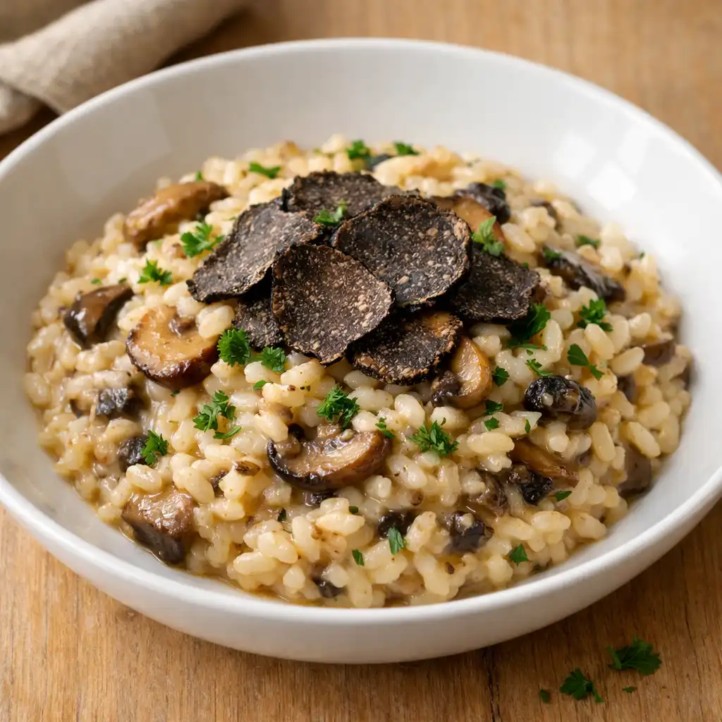 Risotto crémeux aux champignons et truffe noire